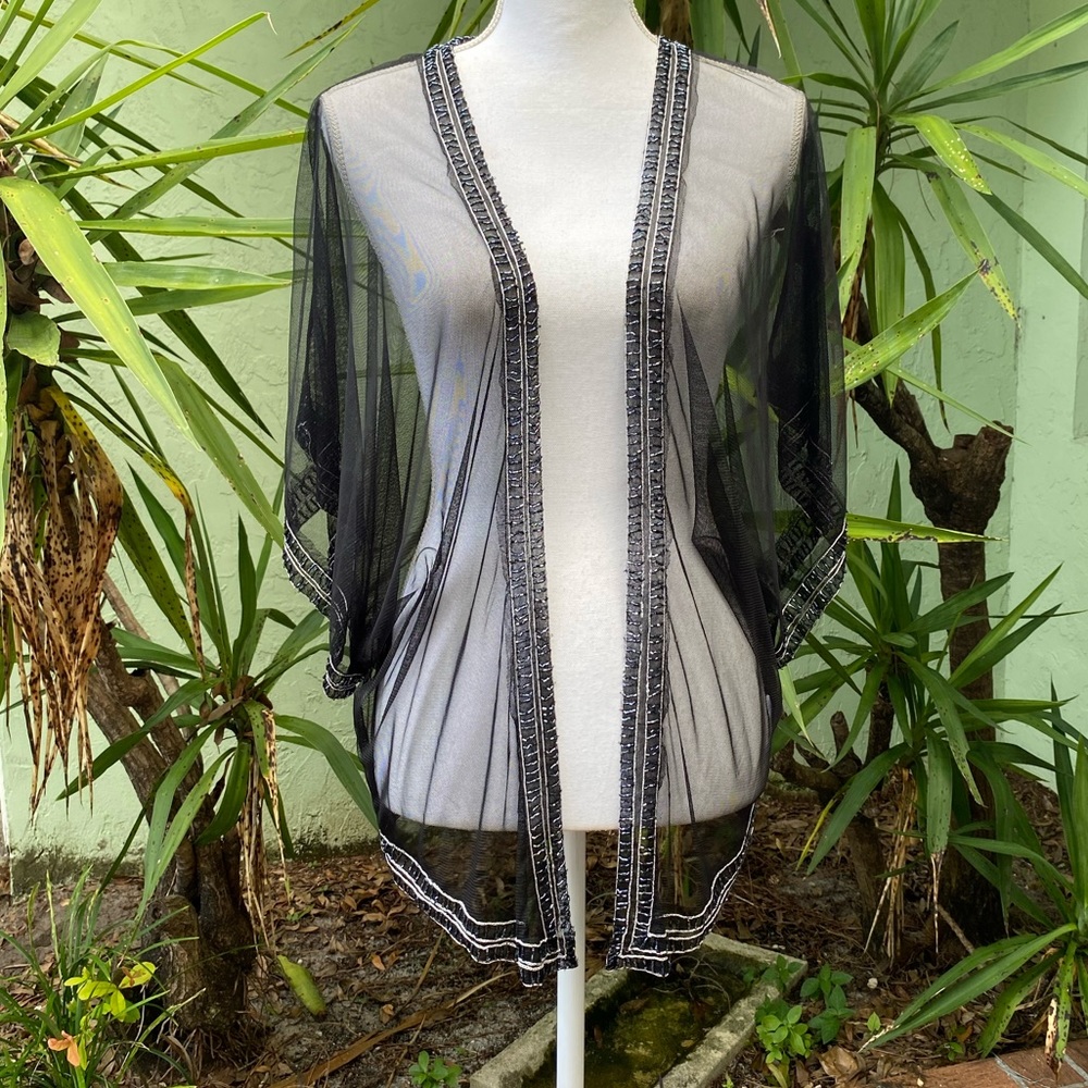 Topshop Sheer Black Cardigan